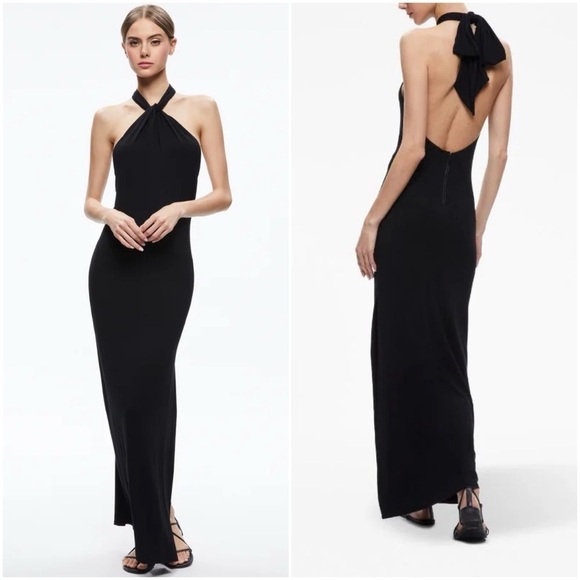 Alice + Olivia Dresses & Skirts - Alice + Olivia Amaya twisted jersey halterneck high slit maxi dress